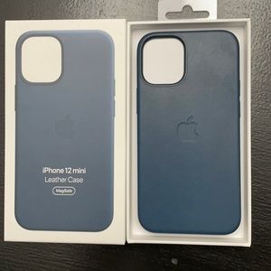 iPhone 12 Mini Blue Leather Apple Case